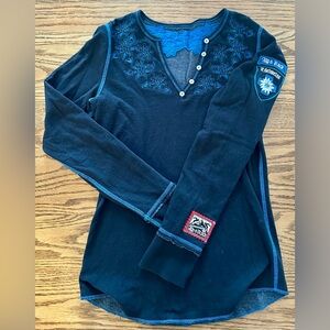 Alp-N-Rock Edelweiss Embroidered Black Long Sleeve Top